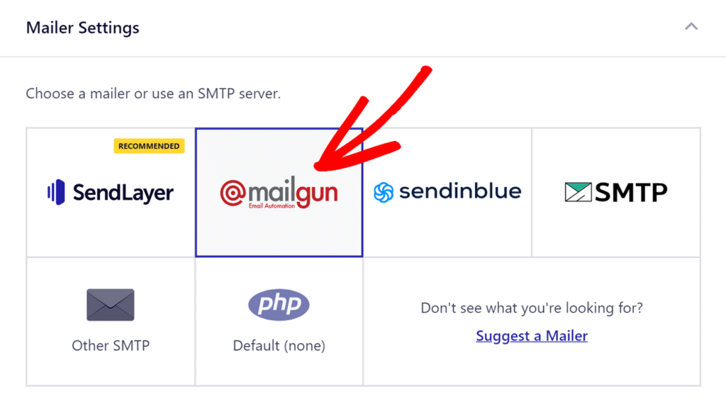 Selecting Mailgun mailer in Easy WP SMTP settings