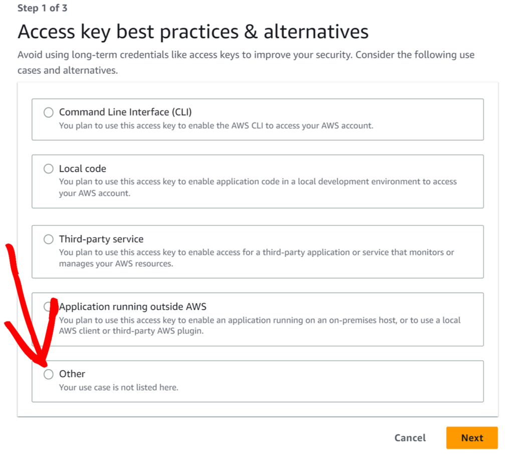 Select Other for Access key best practices & alternatives