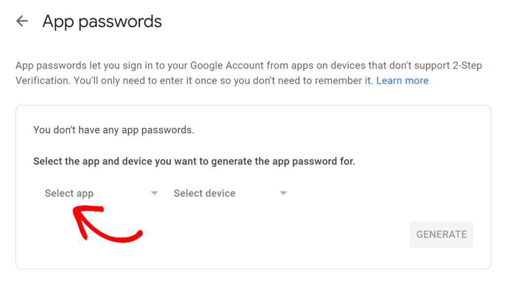 Google App password