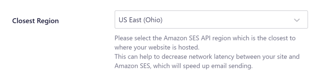 Closest region in Easy WP SMTP settings