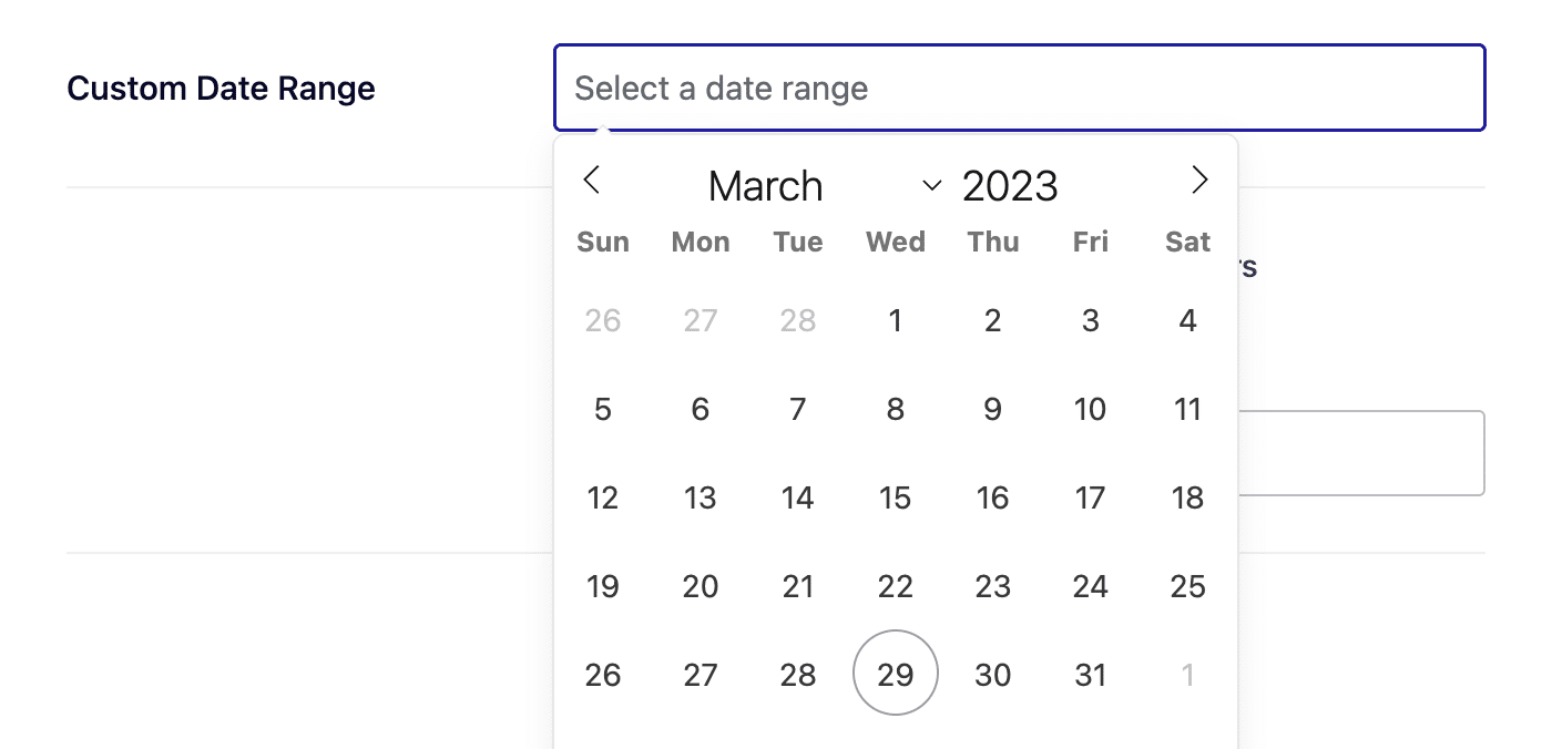 Custom date range