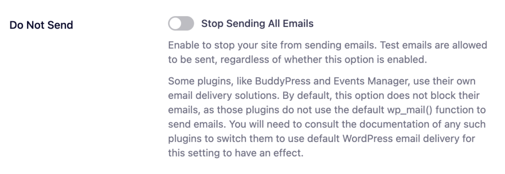 Stop sending all emails