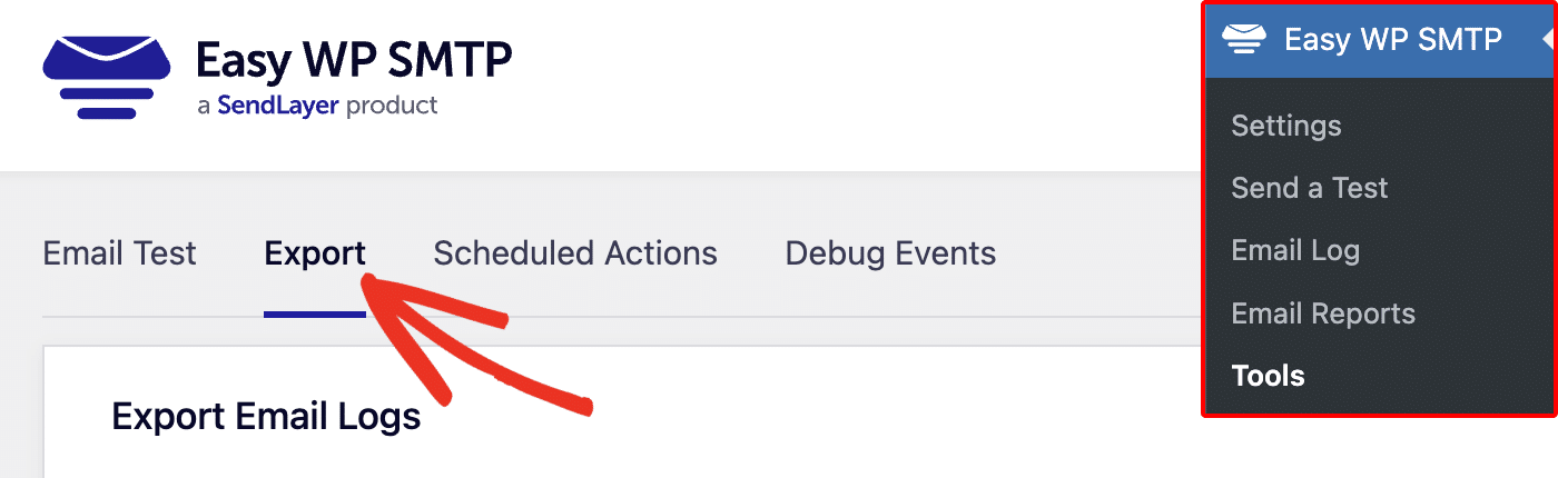 Easy WP SMTP Export Tab