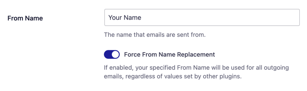 From name field in Easy WP SMTP settings