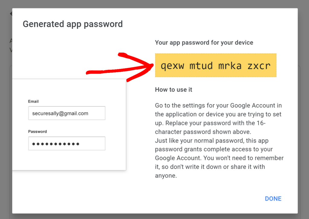 Generated App password