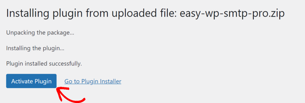 Activate Plugin button to activate Easy WP SMTP
