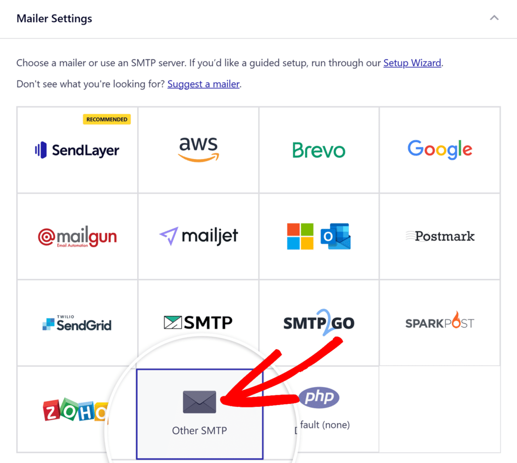 Select Other SMTP