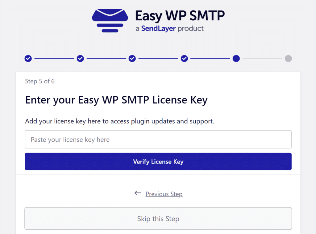 Setup Wizard Verify license key