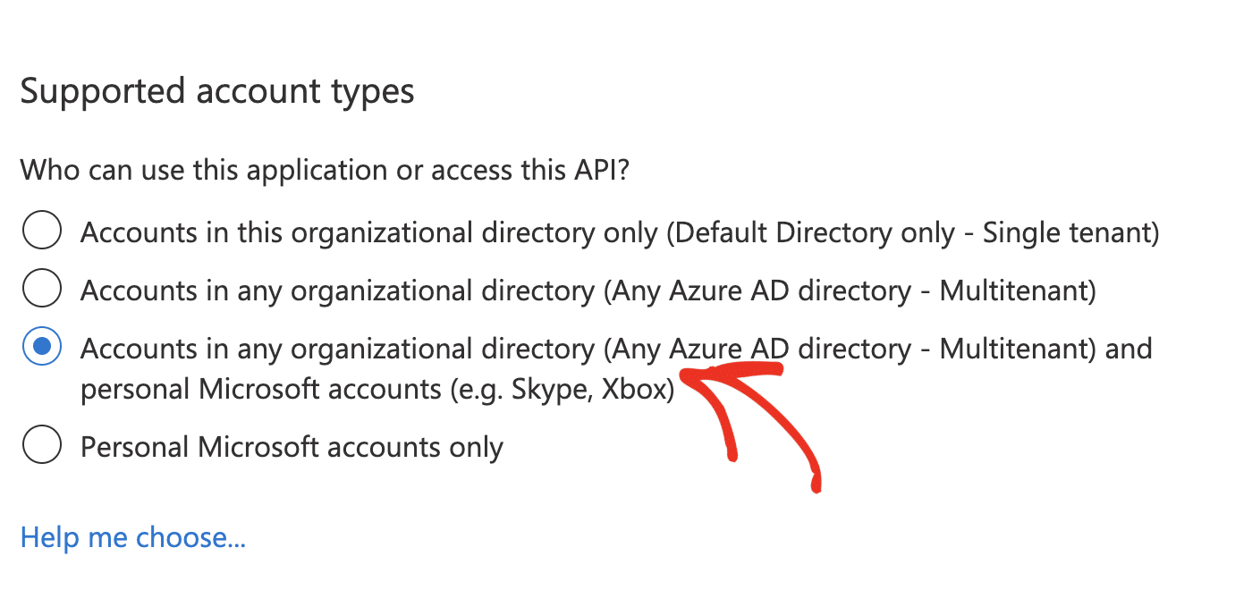 Choose supported account types