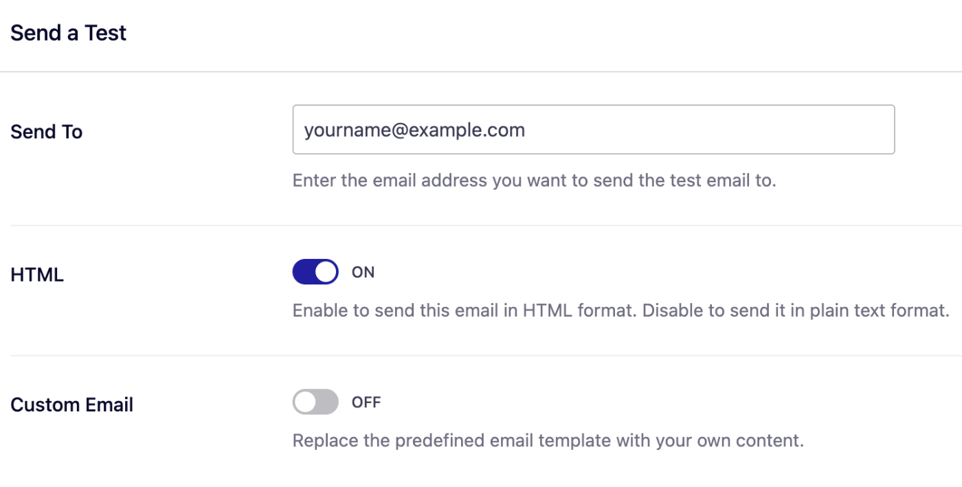 Test email settings