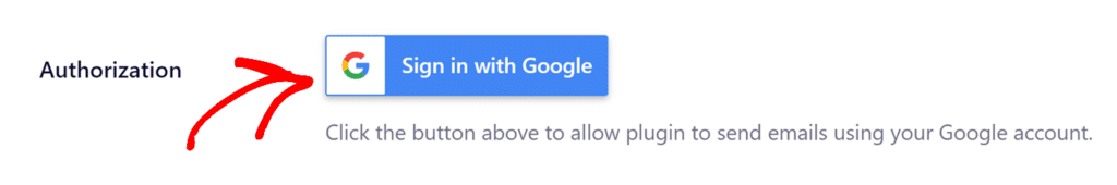 Sign in with Google to authorize account