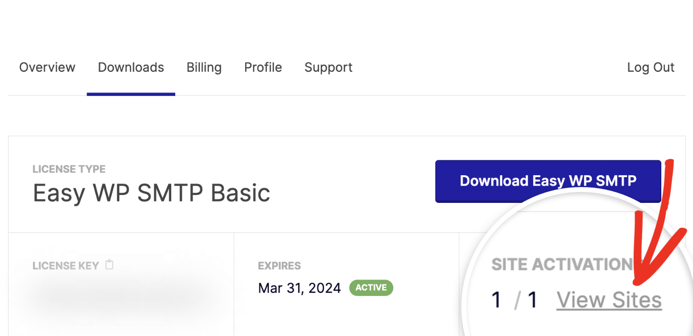 View sites in Easy WP SMTP dashboard