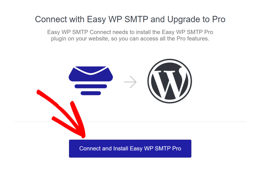 click Connect and Install Easy WP SMTP Pro button from setup wizard