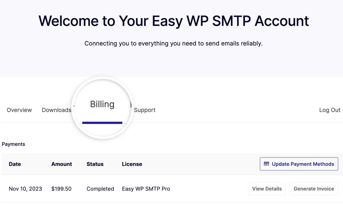 Account billing details