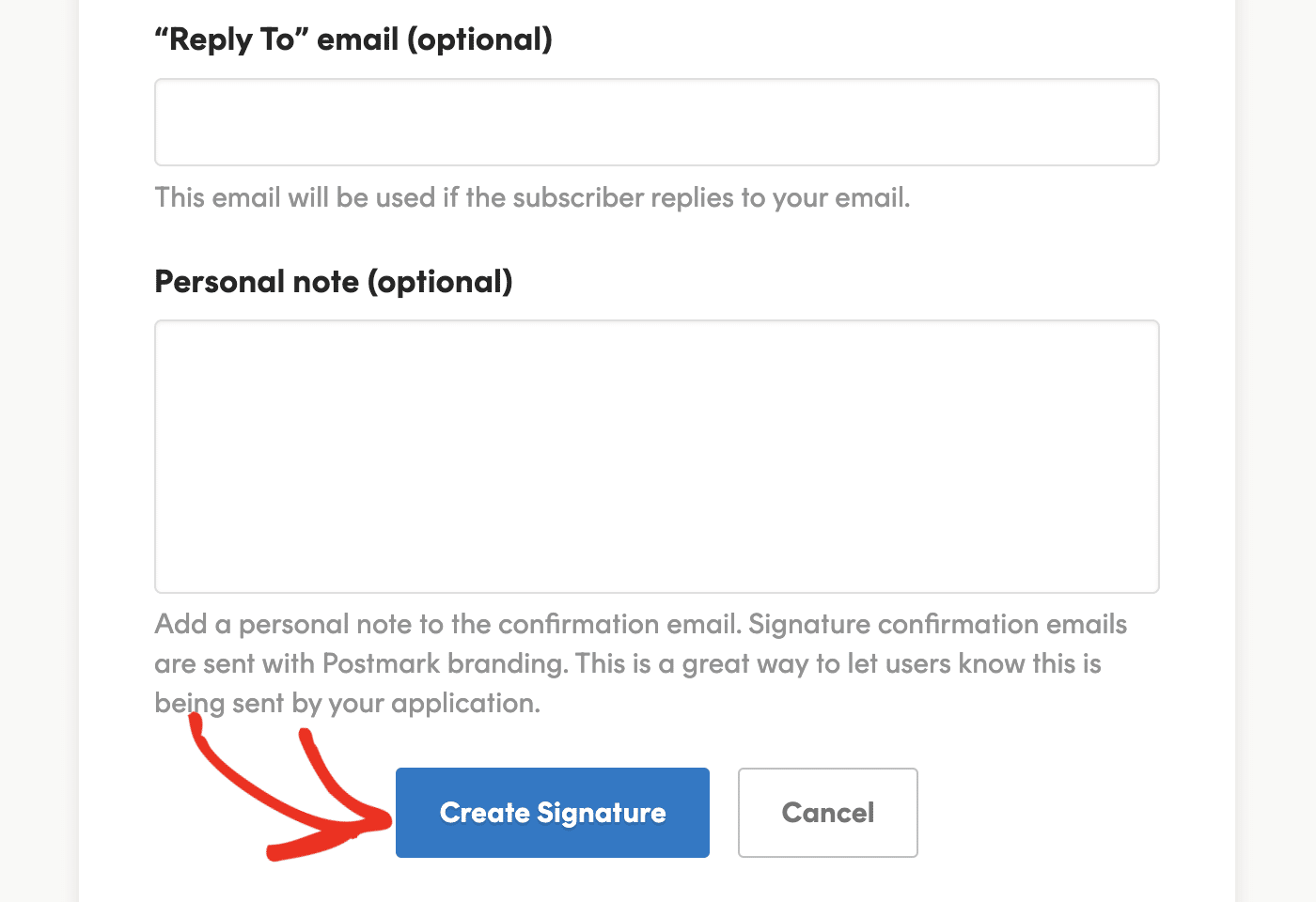 Click the Create Signature button