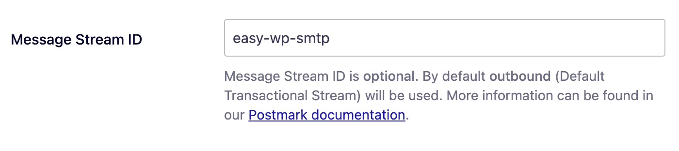 Paste Message Stream ID in Easy WP SMTP