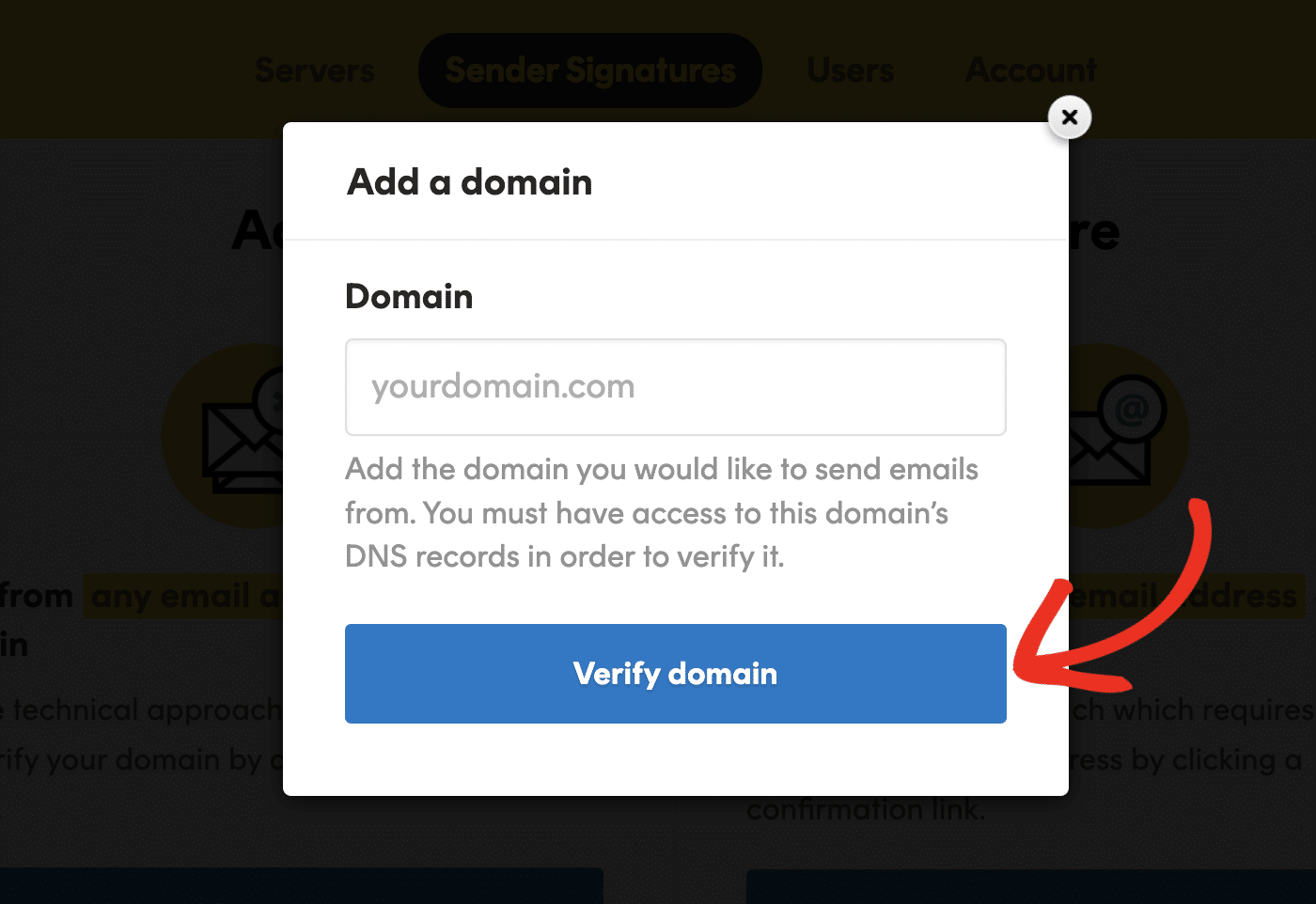 Verify domain