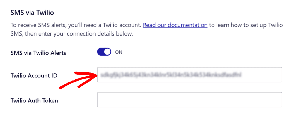 Paste Twilio Account ID