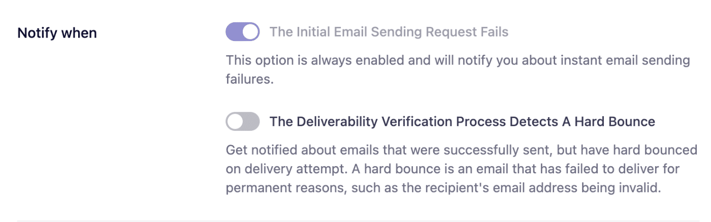 Email delivery verification options