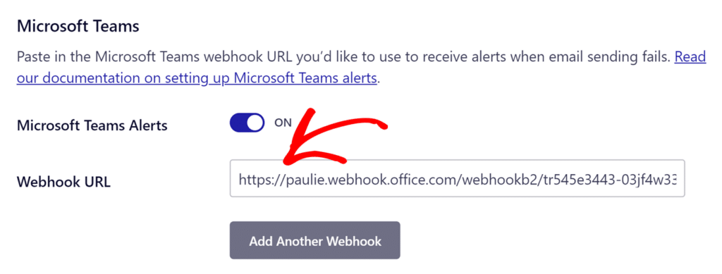 Paste webhook URL