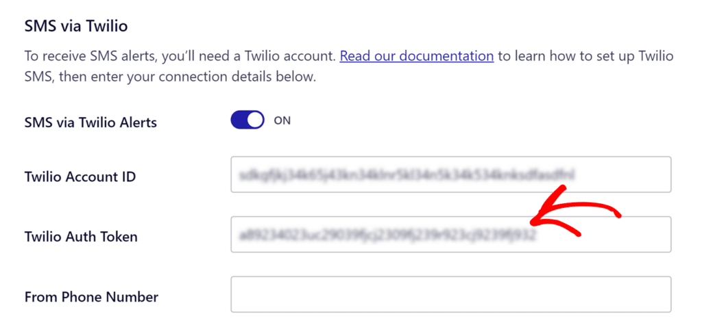 Paste Twilio Auth Token