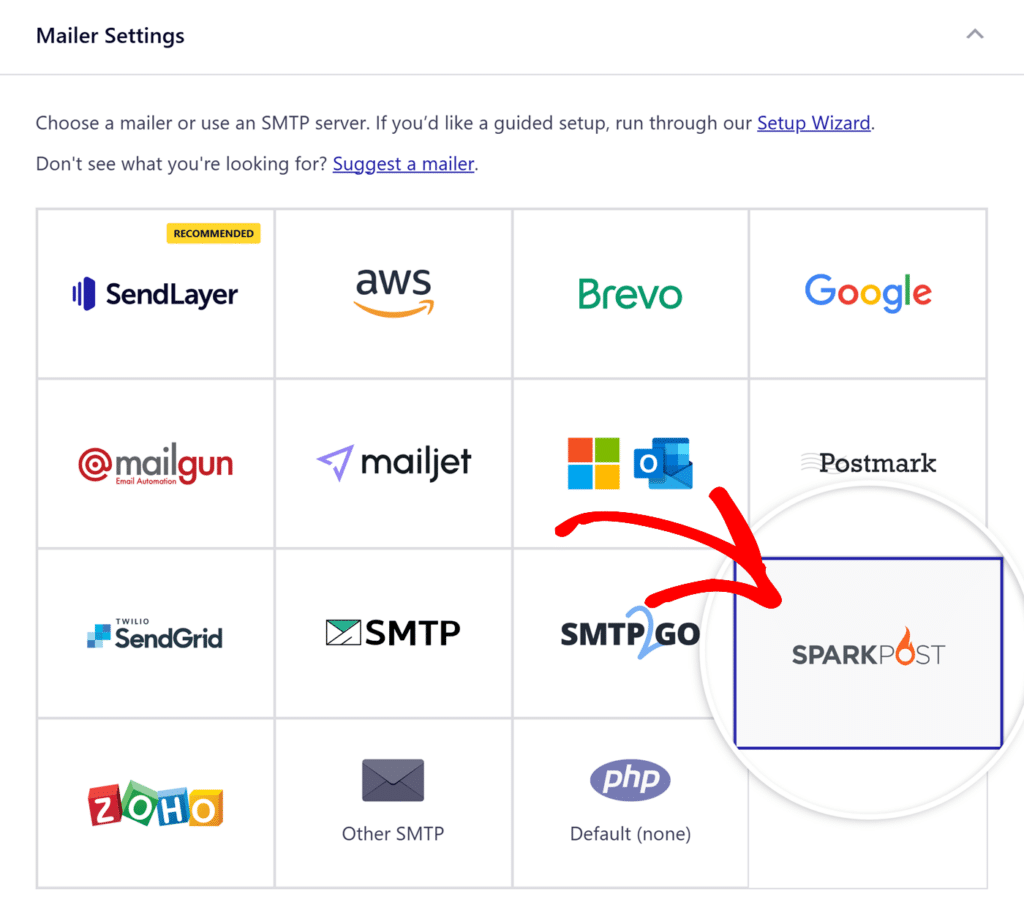Select SparkPost mailer