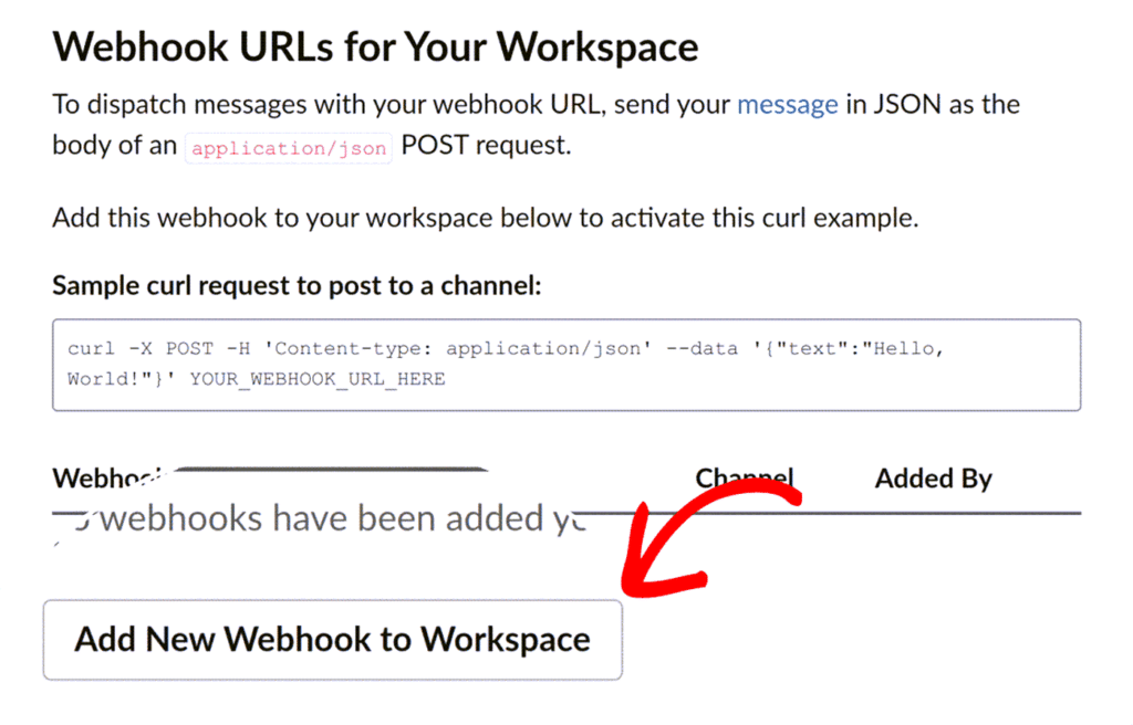 Generate a webhook for your Slack app