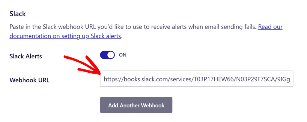 Slack webhook URL added