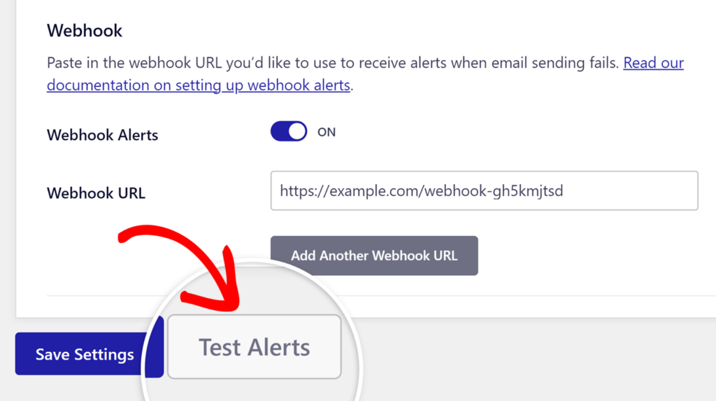 Click Test Alerts button