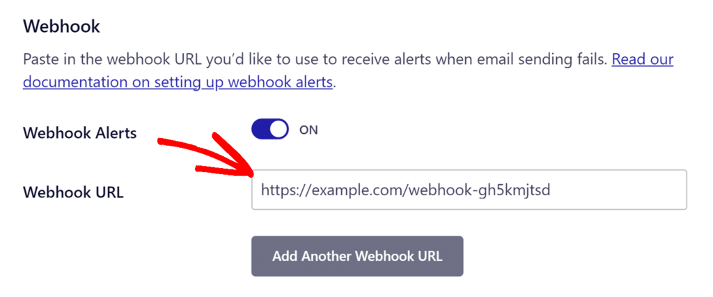 Enter webhook in the Webhook URL field