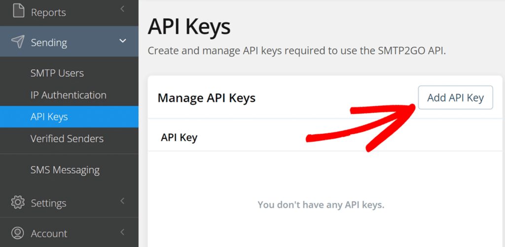 Click Add API Key button