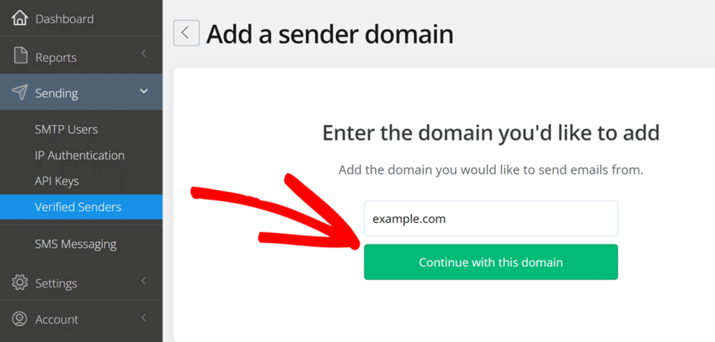 Click Continue with this domain