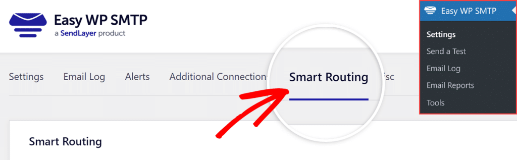 Easy WP SMTP Smart Routing tab