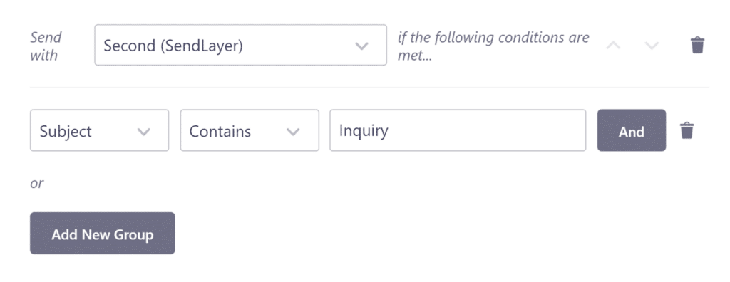 Example smart routing condition