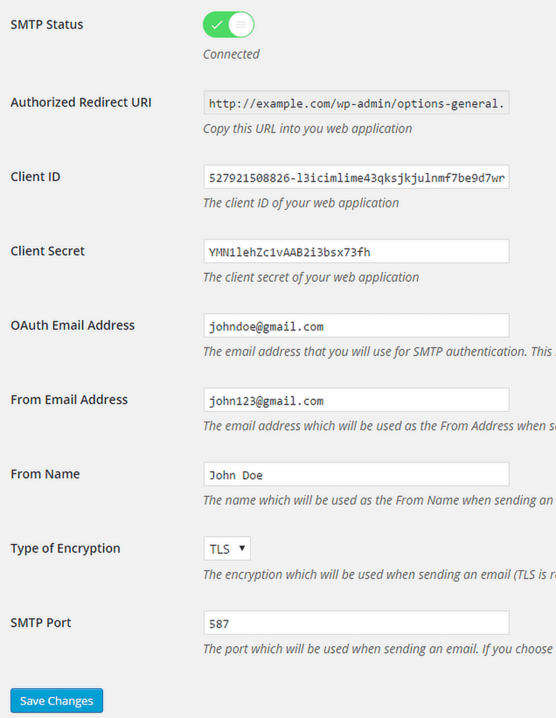 gmail smtp setup