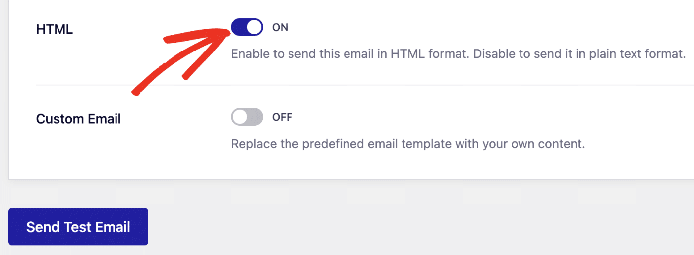 Enable HTML option