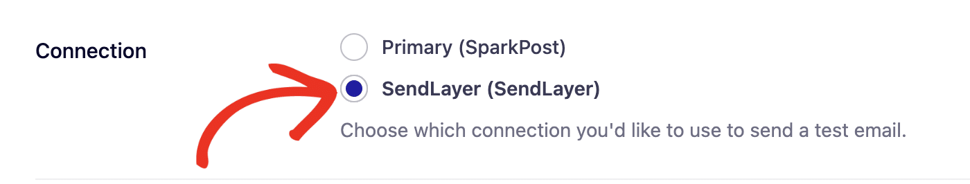 Select Connection for test email