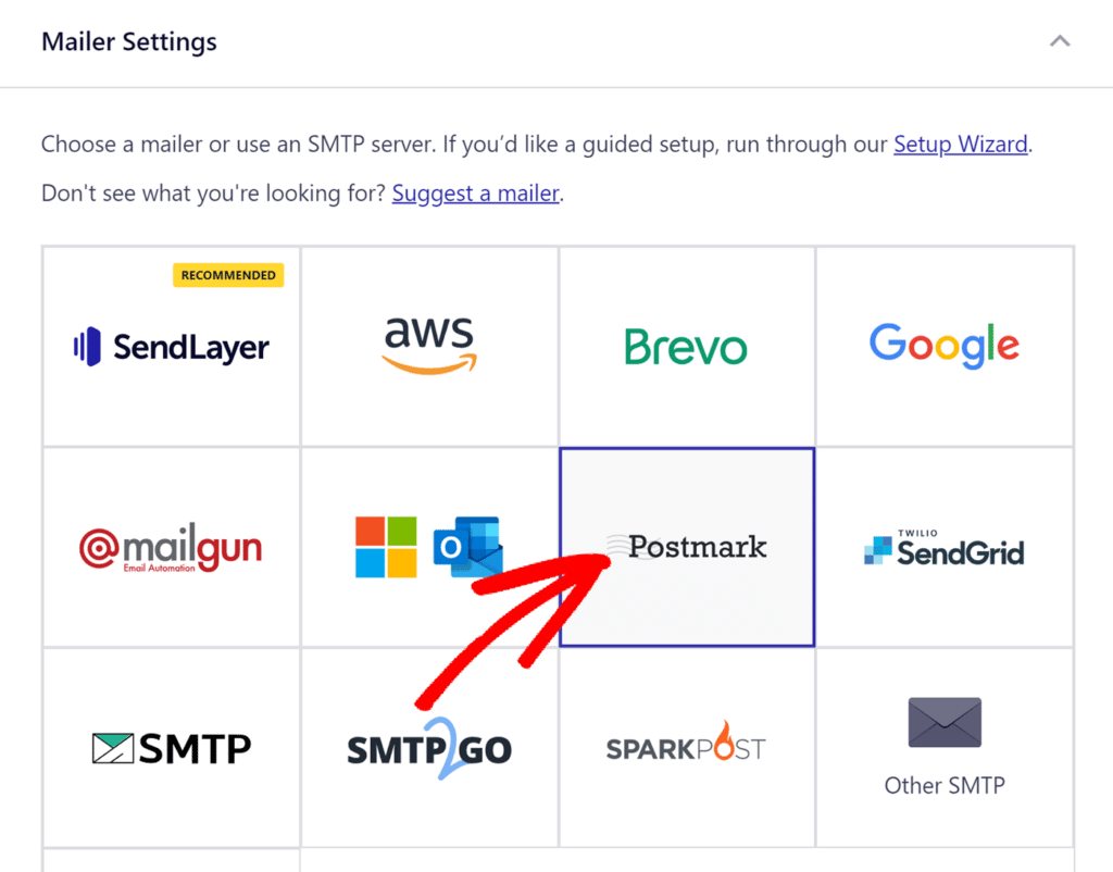 Select Postmark mailer