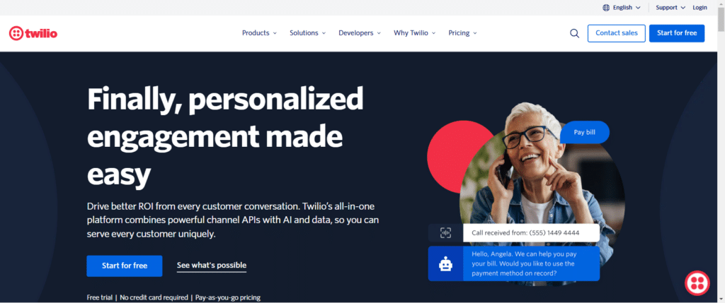 Twilio homepage