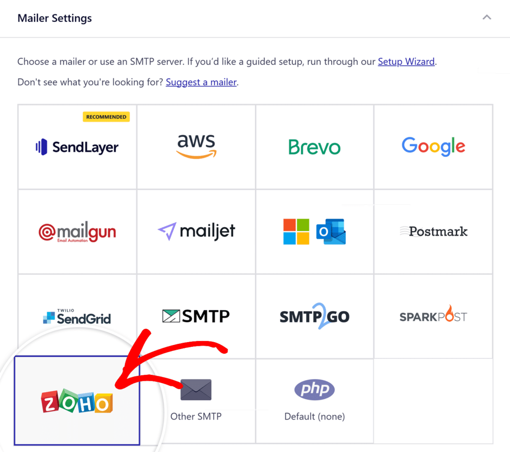 Select Zoho mailer