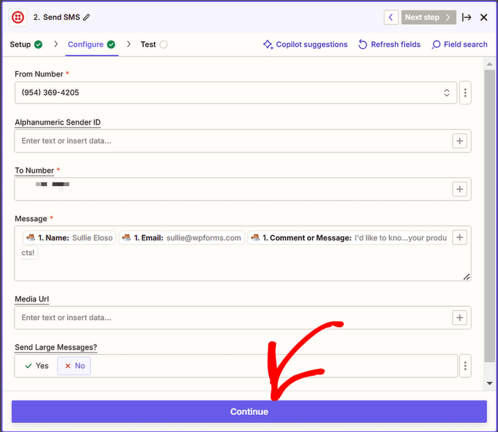 zapier configure twilio settings