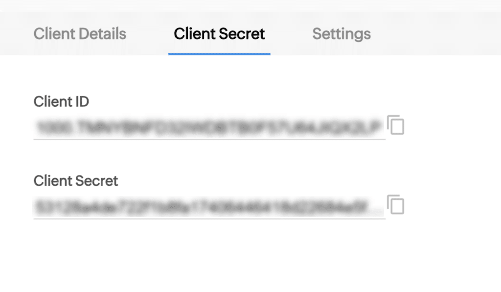 Zoho Client ID and Client Secret