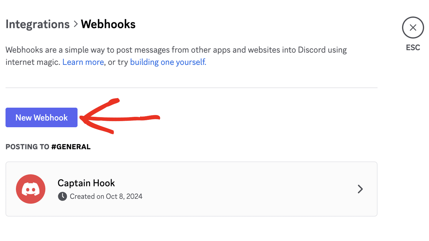 Click the Create Webhook button