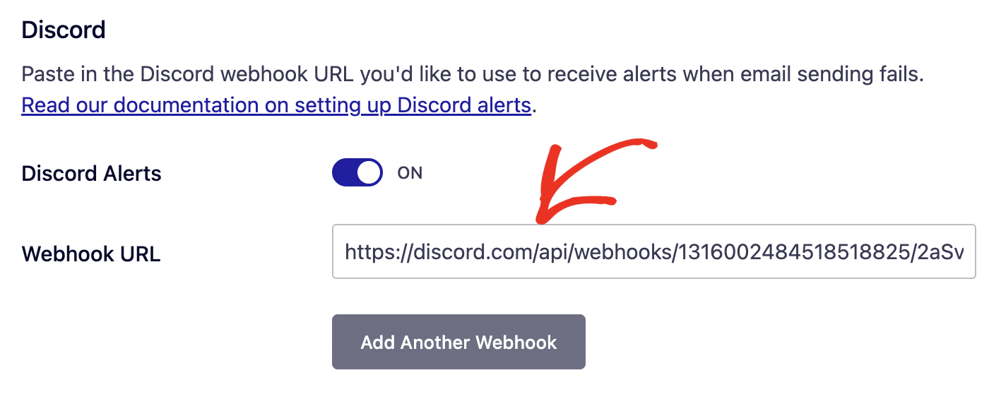 Paste webhook URL