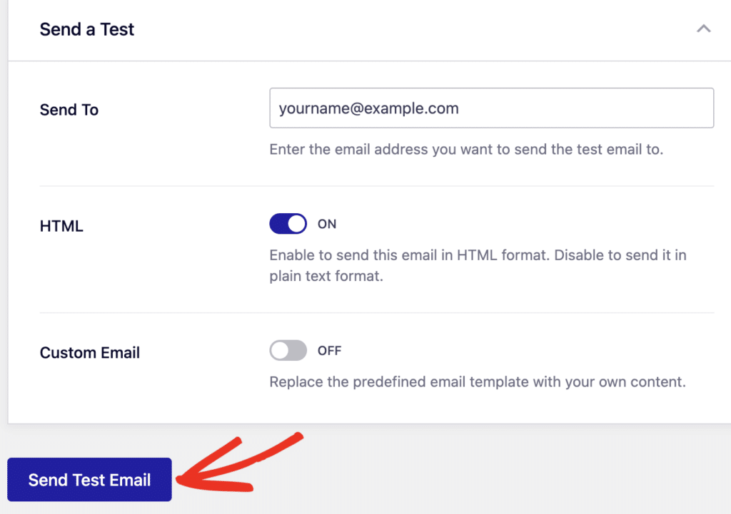 Test email settings