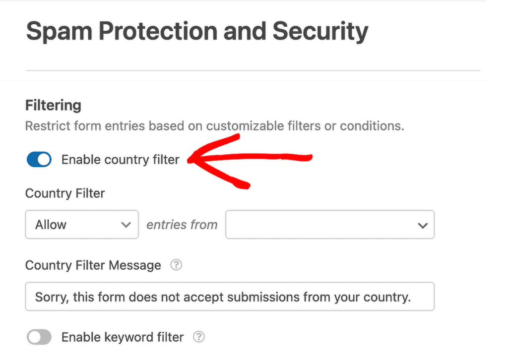 enable country filter