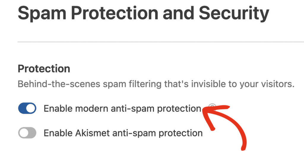 enable modern anti spam protection