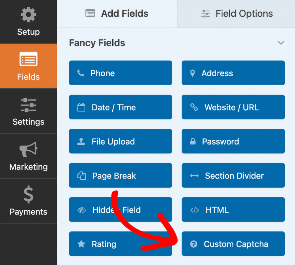 wpforms custom captcha field
