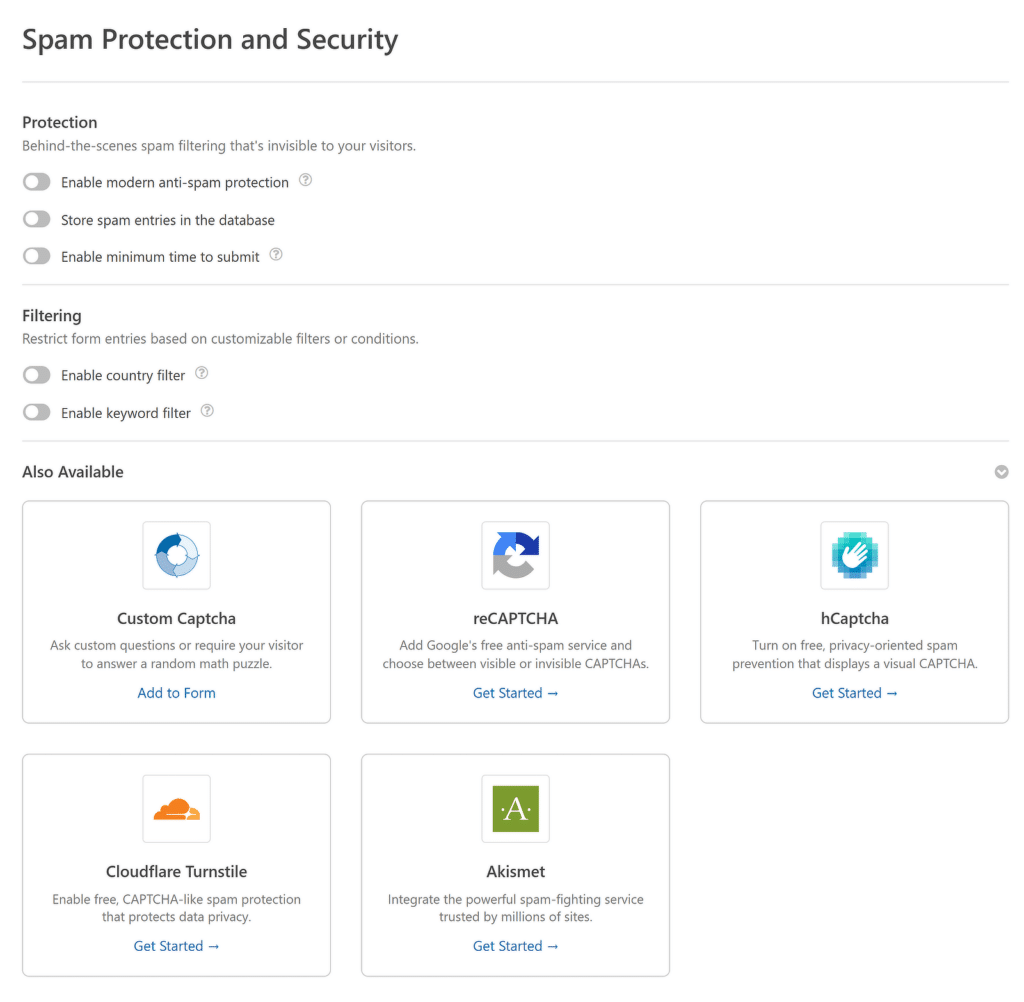 wpforms spam protection