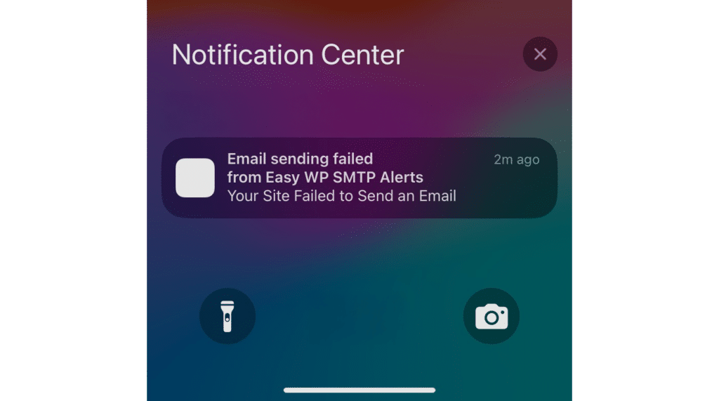 Easy WP SMTP failed email alert on iPhone